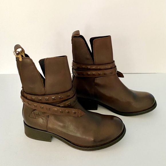 Diesel leather brown ankle boots removable strap Size US 10 EU 41 - Picture 2 of 7